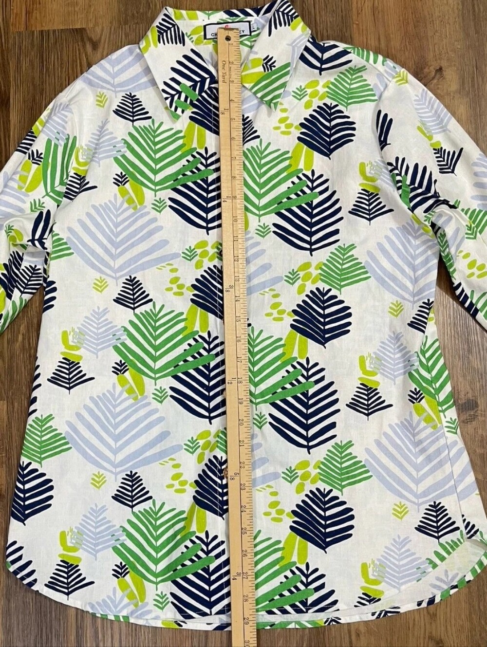 CK Bradley Palm Leaf Floral Print Button Up Long Sleeve Tenley Blouse - Picture 7 of 9